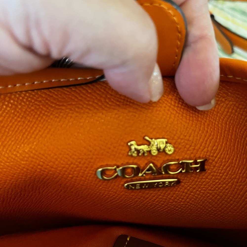 Coach Signature Canvas and Bright Mandarin City Bucket Bag - Picture 15 of 16